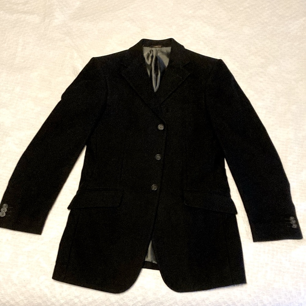 Banana Republic 3 button sport coat/jacket, black, 36R fitted, heavy twill